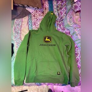 John Deere Green XXL Hoodie Cotton Fleece Hooded Pullover Graphic Pockets